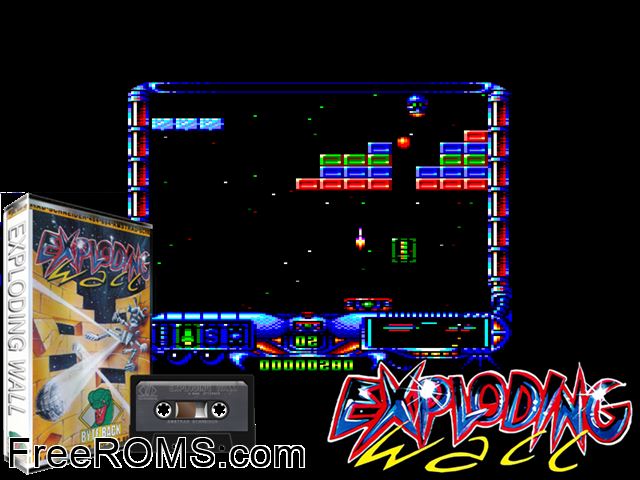 Exploding Wall (UK) (1989) [a1] Amstrad CPC game showing 3D box cover and gameplay screenshot